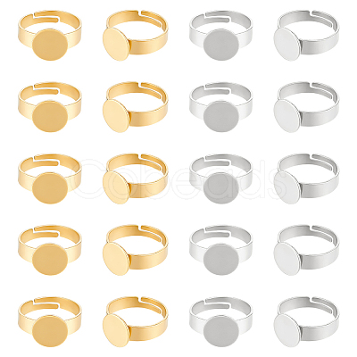 20Pcs 2 Styles Adjustable 304 Stainless Steel Finger Rings Components STAS-UN0057-19A-1