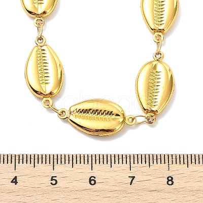 Ocean 304 Stainless Steel Shell Shape Link Chain and Paperclip Chain Necklaces for Women NJEW-JN06131-1