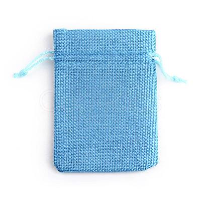 Polyester Imitation Burlap Packing Pouches Drawstring Bags X-ABAG-R005-9x7-20-1
