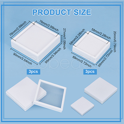 BENECREAT 6Pcs 2 Styles Square Plastic Loose Diamond Storage Boxes CON-BC0007-16-1