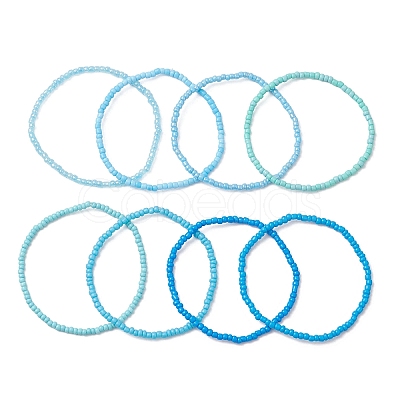 8Pcs Glass Seed Beads Stretch Bracelets for Women BJEW-MZ00264-1