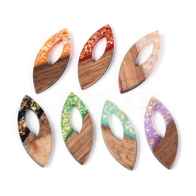 Opaque Resin and Walnut Wood Pendants RESI-T060-06M-1