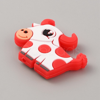 Cow Silicone Beads LS-SIL-WH0010-17B-1