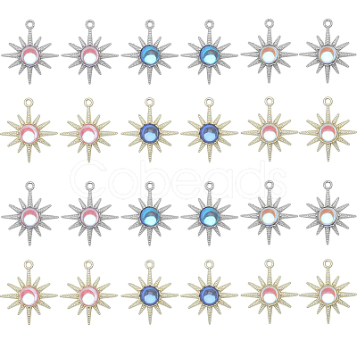 24Pcs 6 Styles Rack Plating Alloy Pendants FIND-SC0005-41-1
