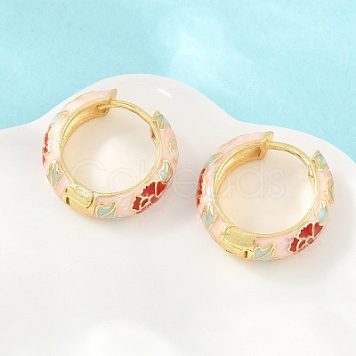 Brass Enamel Hoop Earrings KK-CBA8324-13G-1