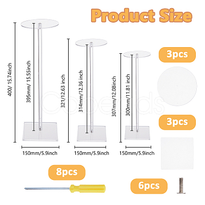 3 Sets 3 Styles Transparent Acrylic Hat Storage Rack ODIS-DC0001-04-1