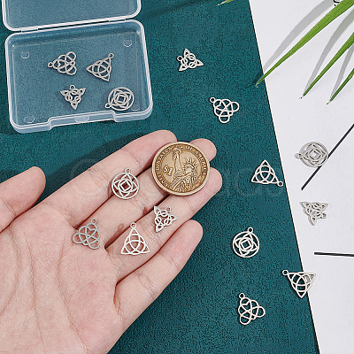 16Pcs 4 Styles 316 Surgical Stainless Steel Charms STAS-UN0058-25-1