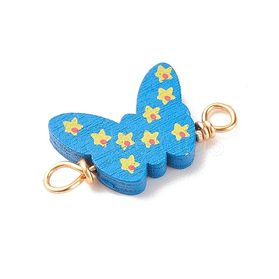 Spray Painted Wood Connector Charms PALLOY-JF01427-08-1