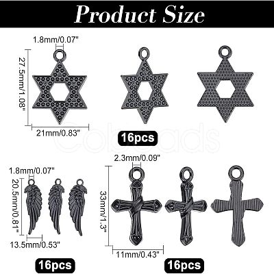 SUPERFINDINGS 48Pcs 3 Style Alloy Pendants FIND-FH0004-28-1