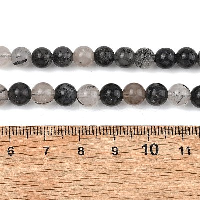 Natural Tourmalinated Quartz/Black Rutilated Quartz Beads Strands G-D361-01A-6-7mm-1