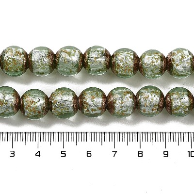 Handmade Gold Sand Lampwork Beads Strands LAMP-P062-01F-1