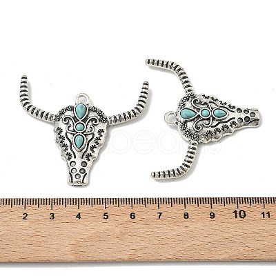 Bohemian Synthetic Turquoise Cattle Pendants FIND-Z112-01AS-1