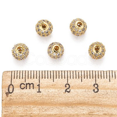 Brass Cubic Zirconia Beads ZIRC-F001-02G-6MM-1