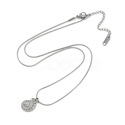 304 Stainless Conch Shell Shaped Pendant Round Snake Chain Necklaces NJEW-Z044-03P-1
