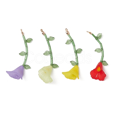 Flower Acrylic Glass Bugle Big Pendants PALLOY-TA00239-S-1