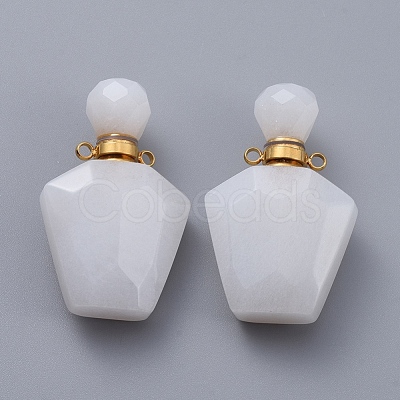 Faceted Natural White Jade Openable Perfume Bottle Pendants G-E564-09A-G-1