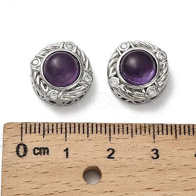 Brass Pave Natural Amethyst Multi-Strand Links KK-D366-01P-D-1