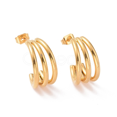 Iron Plating(IP) 304 Stainless Steel C-shape Stud Earrings EJEW-G298-13A-G-1