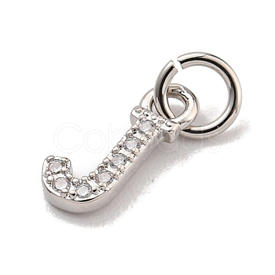 Initial Letter Brass with Cubic Zirconia Charms KK-Q814-26J-P-1