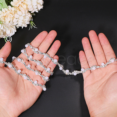 1 Yard Brass Crystal Rhinestone Cup Chain with Imitation Pearl OCOR-GL0001-08B-1