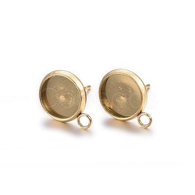 Ion Plating(IP) 304 Stainless Steel Stud Earring Settings STAS-H467-08G-12mm-1