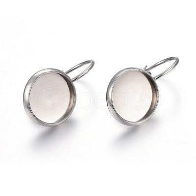Tarnish Resistant 304 Stainless Steel Leverback Earring Settings STAS-F191-03P-10mm-1
