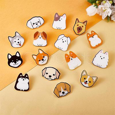 16 Pieces Acrylic Dog Brooch Pins Set JBR112A-1