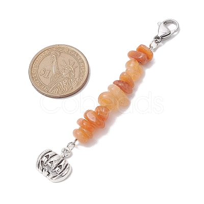 Halloween Pumpkin Alloy Pendant Decorations HJEW-JM02073-1