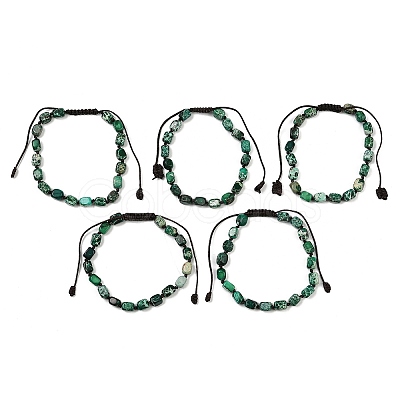 Dyed Natural Imperial Jasper Beads Braided Bead Bracelets for Men Women BJEW-D360-01B-1