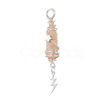 3Pcs 3 Styles Electroplated Natural Quartz Crystal Nuggets Copper Wire Wrapped Pendants PALLOY-JF03128-09-1