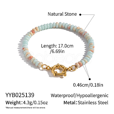Natural Amazonite Rondelle Beaded Bracelets OA9565-7-1
