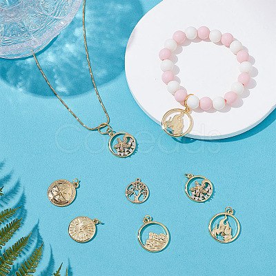 12Pcs 6 Styles Brass Pendants KK-AR0004-68-1