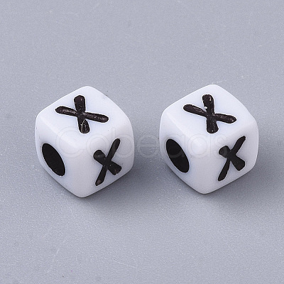 White Opaque Acrylic Beads X-MACR-R869-02X-1