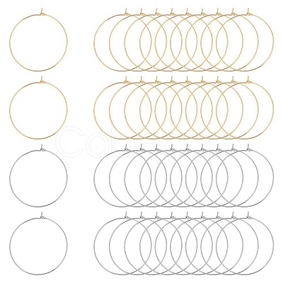 304 Stainless Steel Hoop Earring Findings STAS-UN0003-97-1