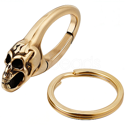 Skull Brass Lobster Claw Clasps KK-WH20002-20A-1
