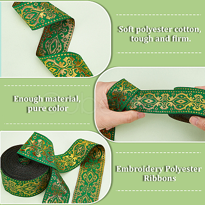 14M 2 Colors Ethnic Style Embroidery Polyester Ribbons OCOR-PH0002-05-1