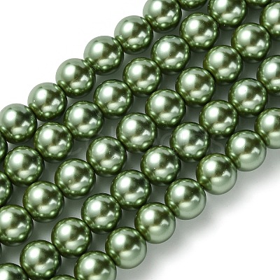 Eco-Friendly Dyed Glass Pearl Round Bead Strands HY-A002-8mm-RB025-1
