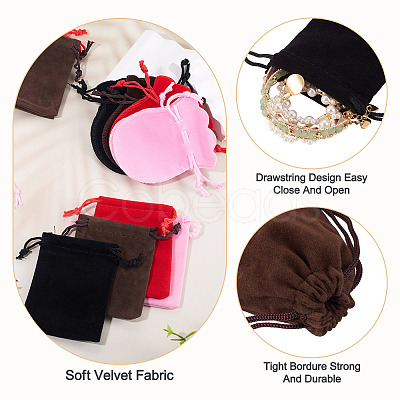 24Pcs 8 Styles Gourd & Rectangle Velvet Drawstring Packing Bags TP-TA0001-07B-1