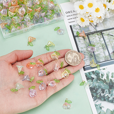 120Pcs Transparent Acrylic Pendants PALLOY-GA00026-1
