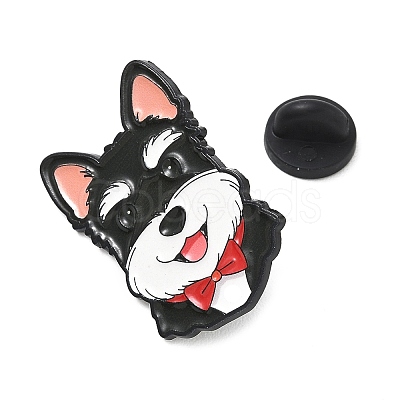 Schnauzer with Red Bowtie Alloy Enamel Pins LS-AL-CBA6DDE-03B-1