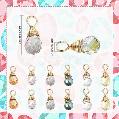 10Pcs Glass Pendants PALLOY-YW00130-01-1