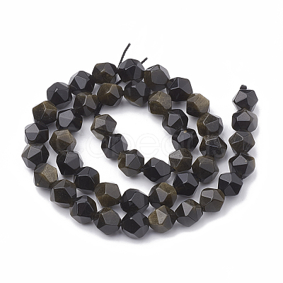 Natural Golden Sheen Obsidian Beads Strands G-S332-12mm-012-1