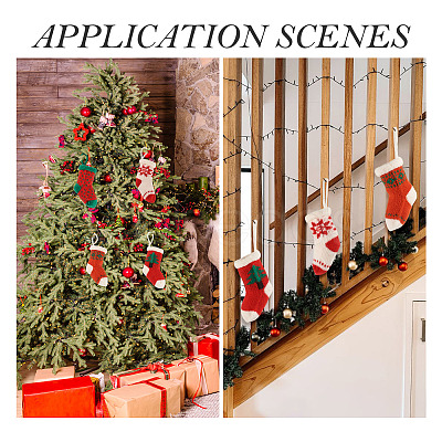 4Pcs 4 Styles Christmas Polyester Socks Pendant Decorations AJEW-TA0003-29B-1