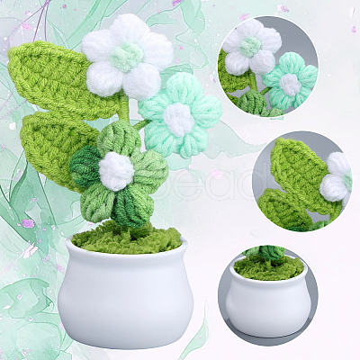 1Pc Hand Knitted Potted Plants Crochet Flower DJEW-SC0001-15B-1
