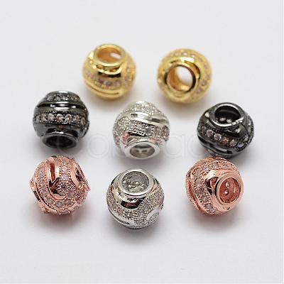 Brass Micro Pave Cubic Zirconia European Beads ZIRC-F038-20-FF-1