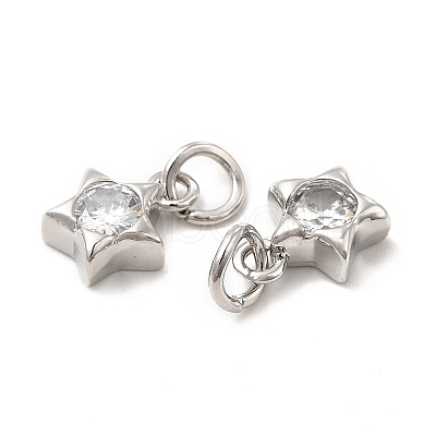 Brass Cubic Zirconia Charms KK-E068-VB227-1