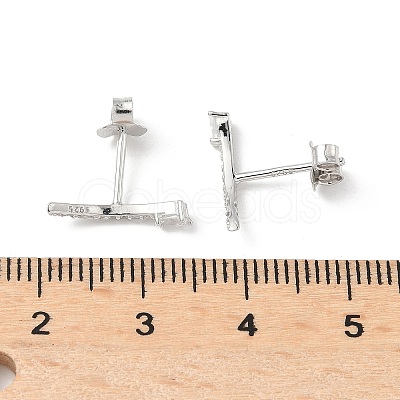 925 Sterling Silver Clear Cubic Zirconia Stud Earrings EJEW-Q032-01E-P-1