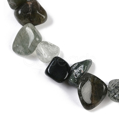 Natural Green Rutilated Quartz Nuggets Beads Strands G-B125-A14-01-1