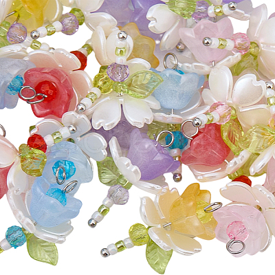 40Pcs 5 Colors Acrylic & ABS Plastic Imitation Pearl Pendants FIND-BM0001-51-1