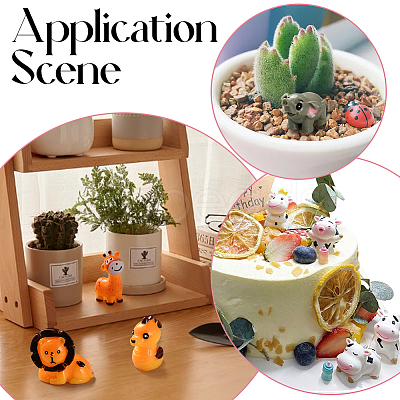 18Pcs 6 Styles Resin 3D Animal Ornaments AJEW-SP0002-15-1